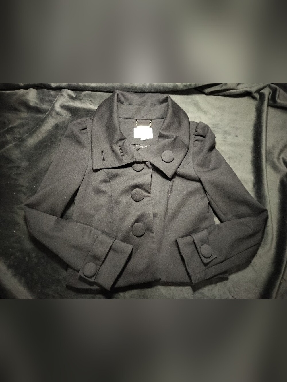 Vero Moda Classic Black Cropped Women's Jacket Big Collar with Button Detail - M
